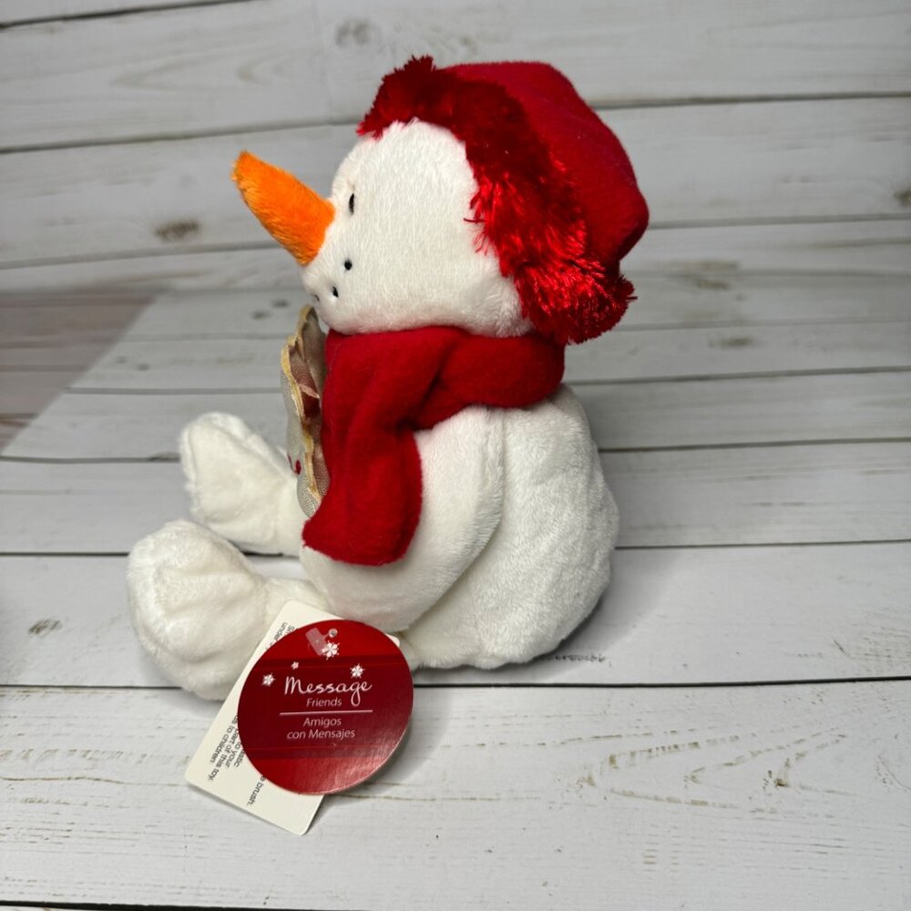Walmart Snowman Message Friends Plush With Red Hat Scarf Holding Love Snowflake - Picture 4 of 8